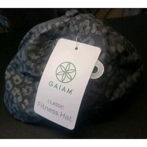 NEW Tag Gaiam Yoga Fitness Hat Cap Black Grey Leopard Adjustable